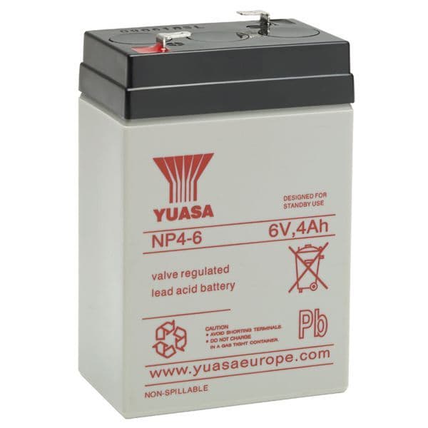 Yuasa 4Ah 6V Sealed Lead Acid Battery