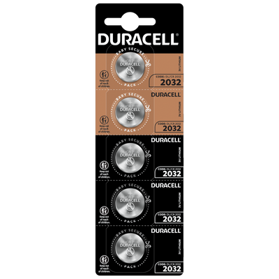 Duracell 3V DL2032 Cell Lithium Coin Li-Mn02 Blister Of 5