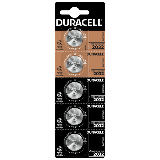 Duracell 3V DL2032 Cell Lithium Coin Li-Mn02 Blister Of 5
