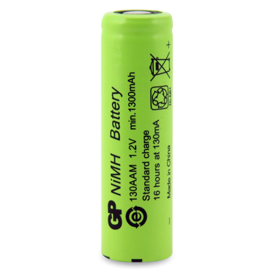 GP 1.2V 1300mAh AA Cell NIMH Flat Top