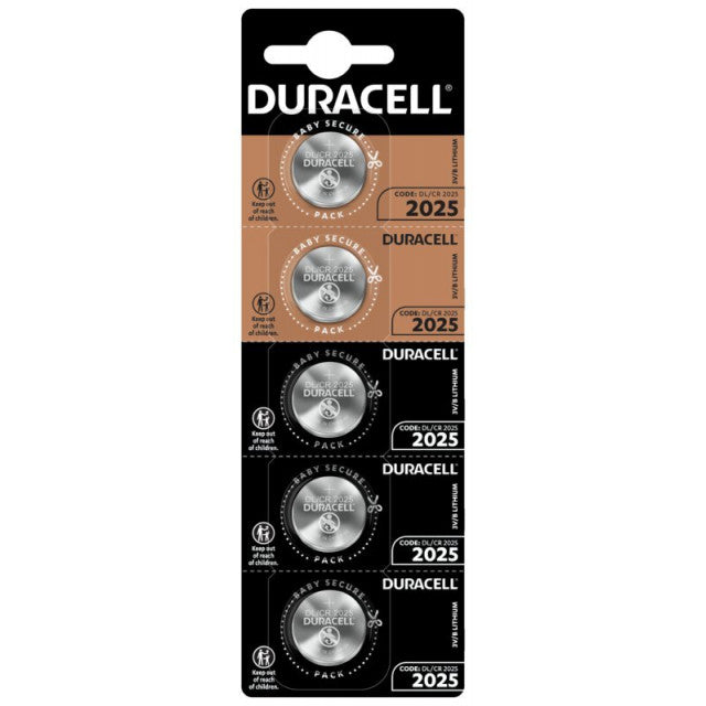 Duracell 3V DL2025 Cell Lithium Coin Li-Mn02 Blister Of 5