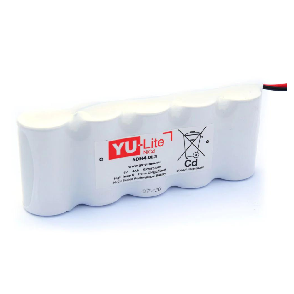 Yuasa 6V 4Ah D HT NiCD Battery - 5DH4-0L3 | Side by Side with Leads