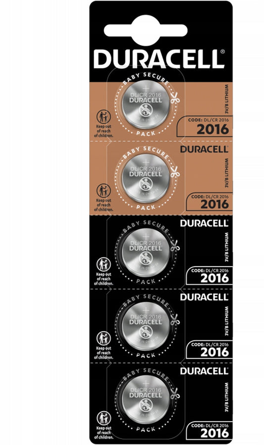 Duracell 3V DL2016 Cell Lithium Coin Li-Mn02 Blister Of 5