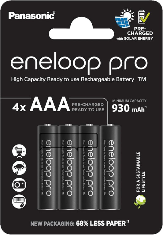 Panasonic 1.2V 930mAh Eneloop Pro AAA Cell NiMH Blister Of 4