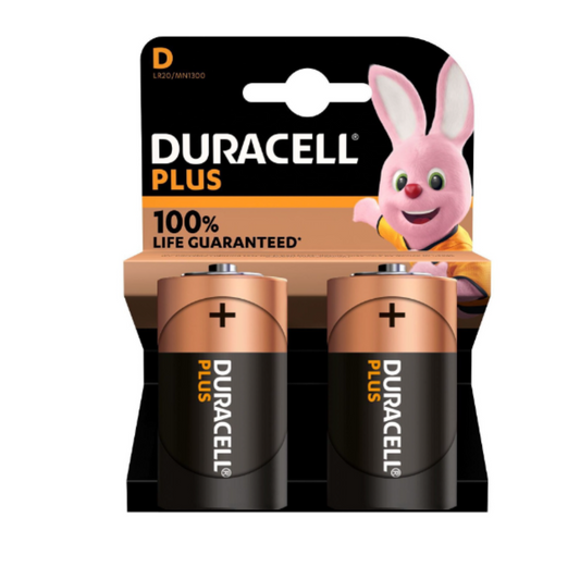 Duracell Plus 1.5V D Cell MN1300 Alkaline Blister Of 2