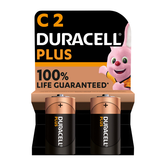 Duracell Plus 1.5V C Cell MN1400 Alkaline Blister Of 2