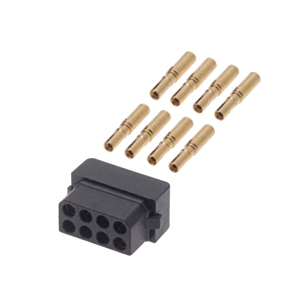 8 Position Rectangular Receptacle Connector Crimp Gold 24-28 AWG