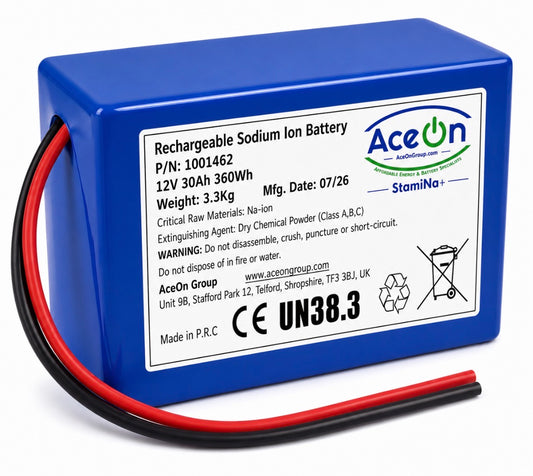 AceOn StamiNa+ 4S3P 12V 30Ah sodium-ion battery pack